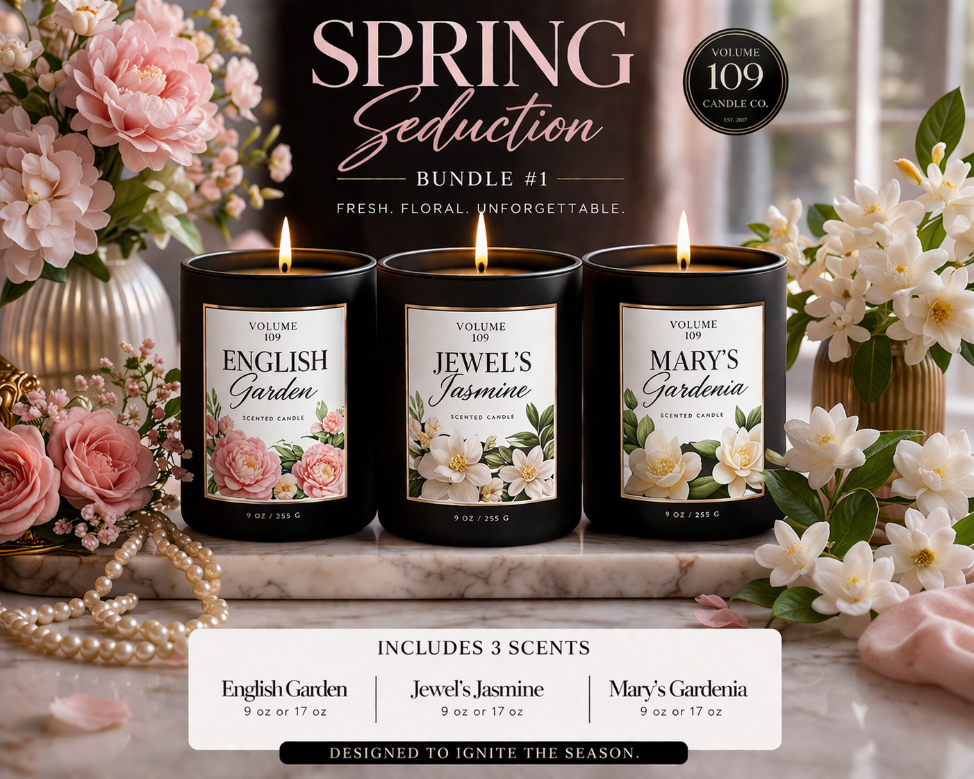 Fragrance Bar Exclusives - Spring Seduction #1 (3-9oz Scented Candles)