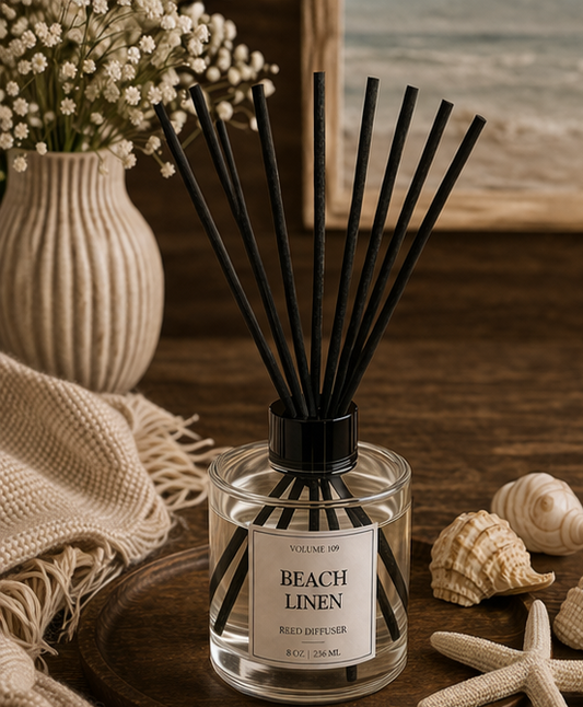 Beach Linen Reed Diffusers (Vessel & 8 Reed Sticks)