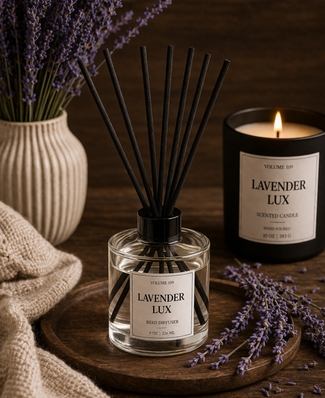 Fragrance Bar Exclusives - Lavender Lux Scented Candles & Reed Diffuser
