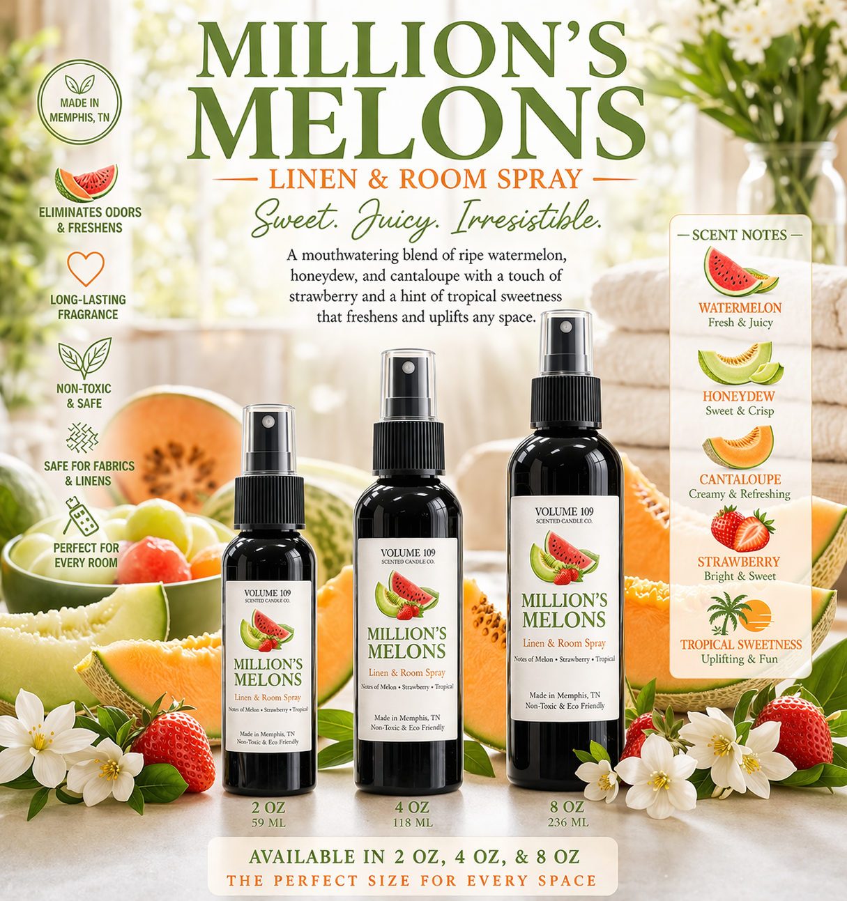 Millon's Melons Linen and Room Spray