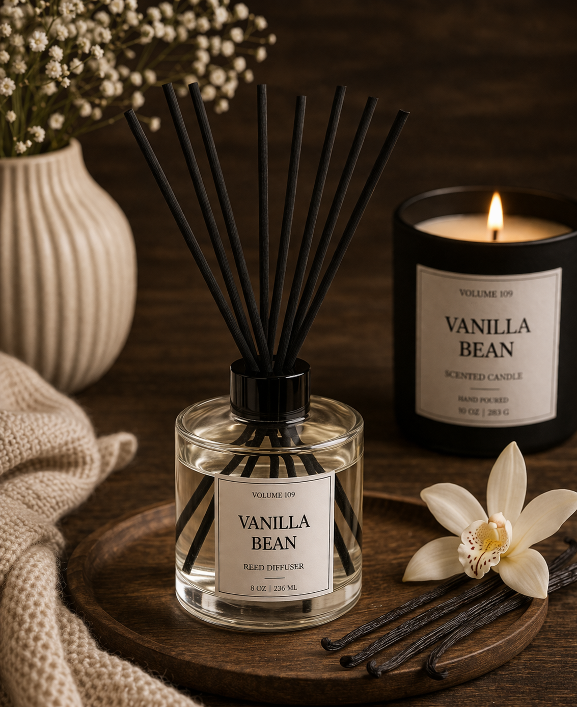 Fragrance Bar Exclusives - Vanilla Bean Scented Candles & Reed Diffuser